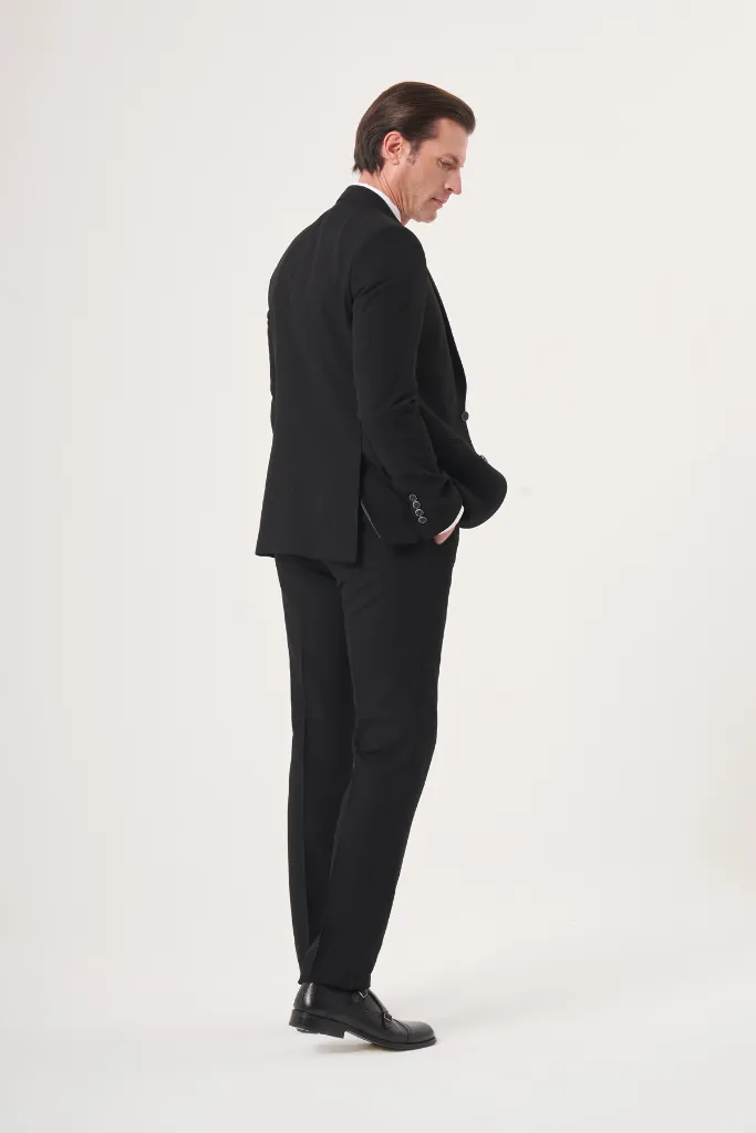 Jakamen Men’s Black Slim Fit Vest Suit